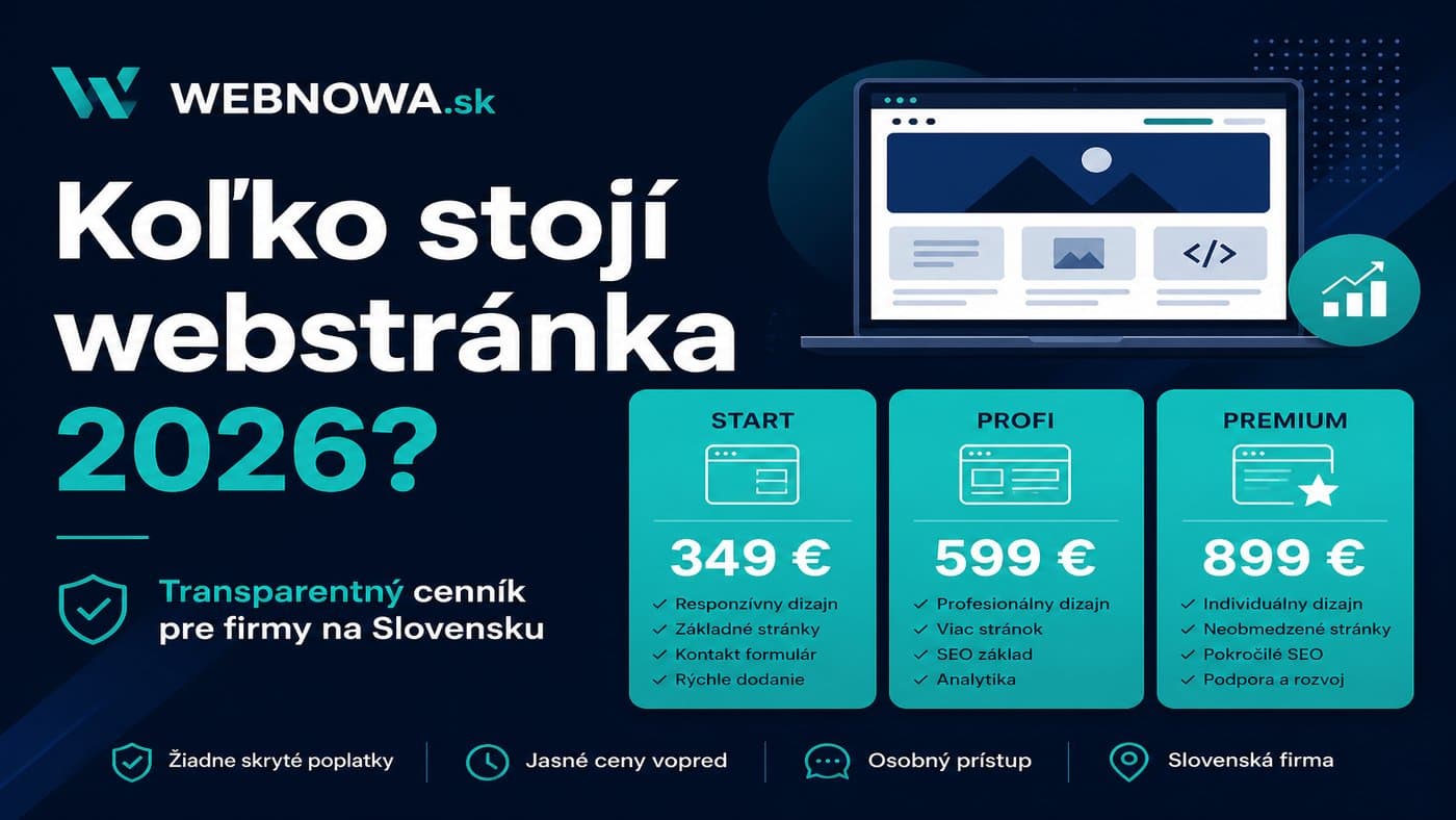 Cenník webstránok 2026 – balíky od 349 €